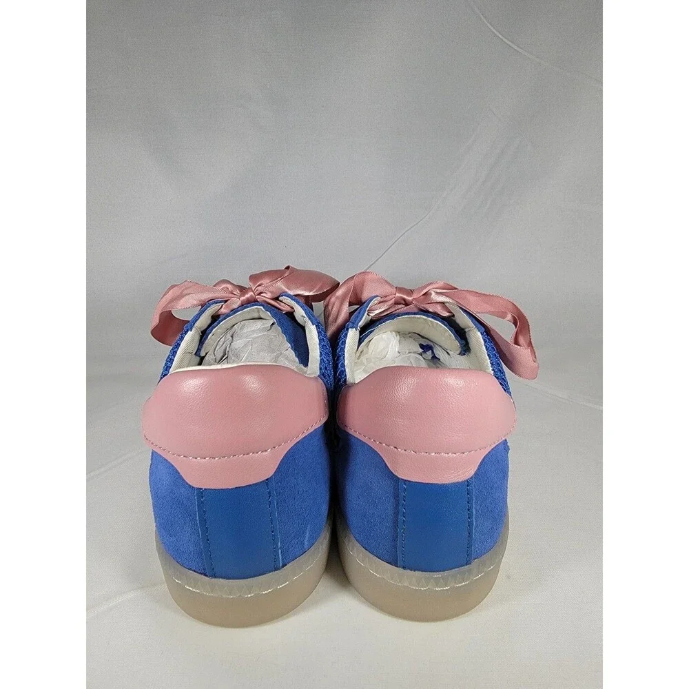 Dolce Vita Notice, Suede & Mesh Size 7 Sneakers Royal Blue w/ pink ribbon lace